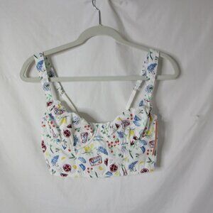 Colsie Corset Bra  Bralette White Summer Print Cottagecore Size Small NWT